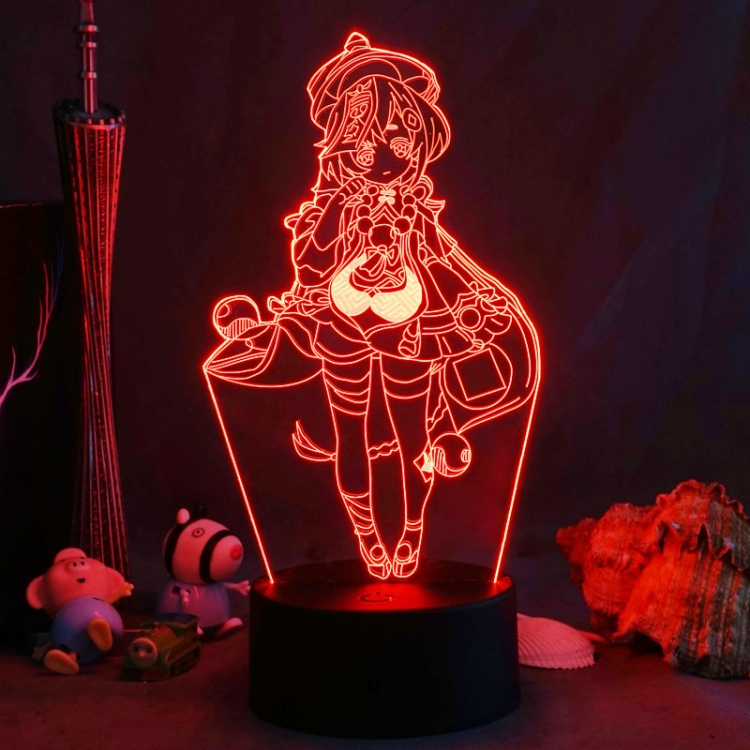 Genshin Impact  3D night light USB touch switch colorful acrylic table lamp BLACK BASE 2034