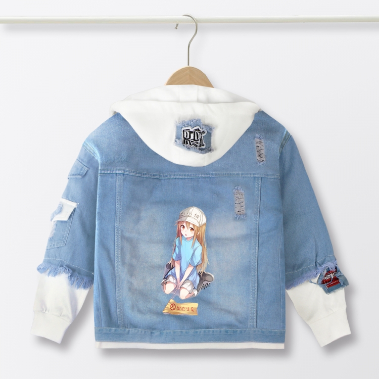  Working cell Anime children's denim hooded sweater denim jacket  from110 to 150   for children