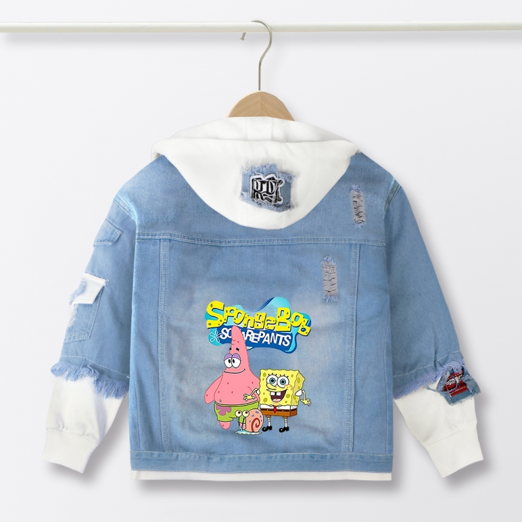  SpongeBob Anime children's denim hooded sweater denim jacket  from 110 to 150 for children