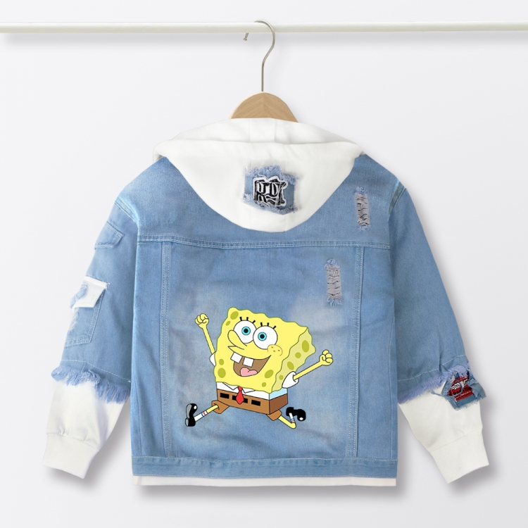  SpongeBob Anime children's denim hooded sweater denim jacket  from 110 to 150 for children