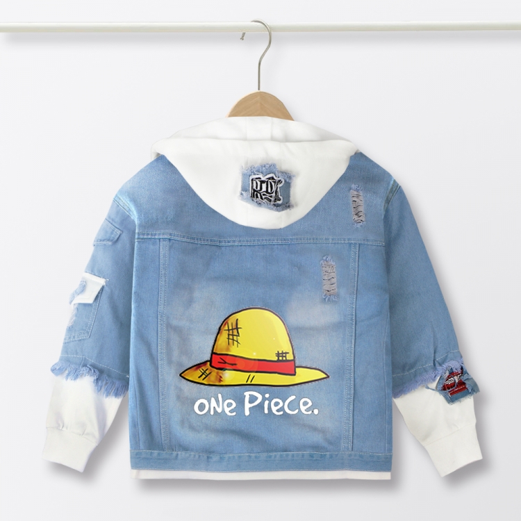 One Piece Anime children's denim hooded sweater denim jacket  from 110 to 150 for children