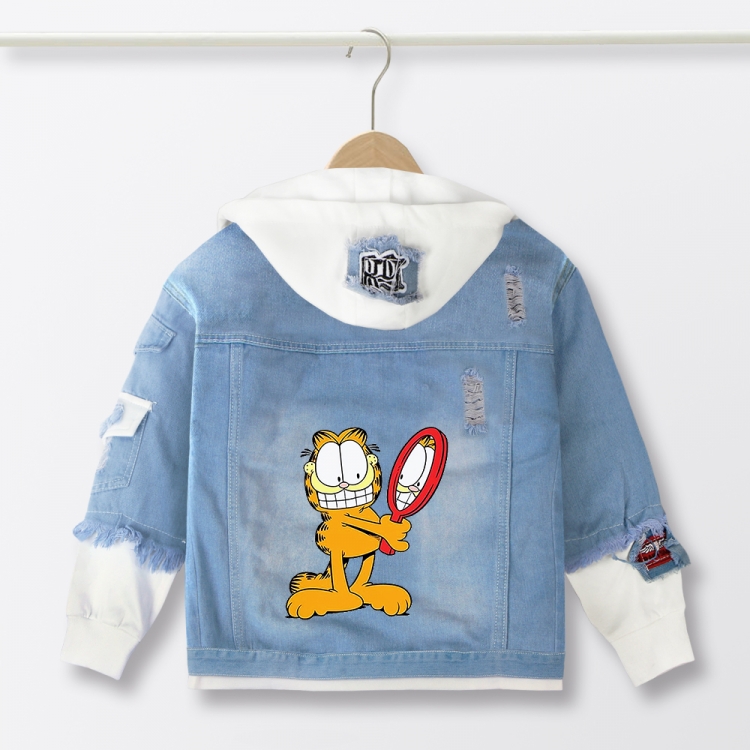  Garfield Anime children's denim hooded sweater denim jacket  from 110 to 150 for children