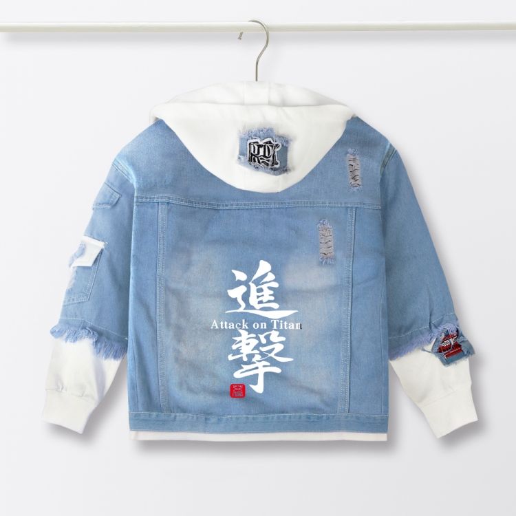  Shingeki no Kyojin Anime children's denim hooded sweater denim jacket  from 110 to 150 for children