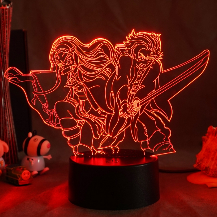 Demon Slayer Kimets 3D night light USB touch switch colorful acrylic table lamp BLACK BASE