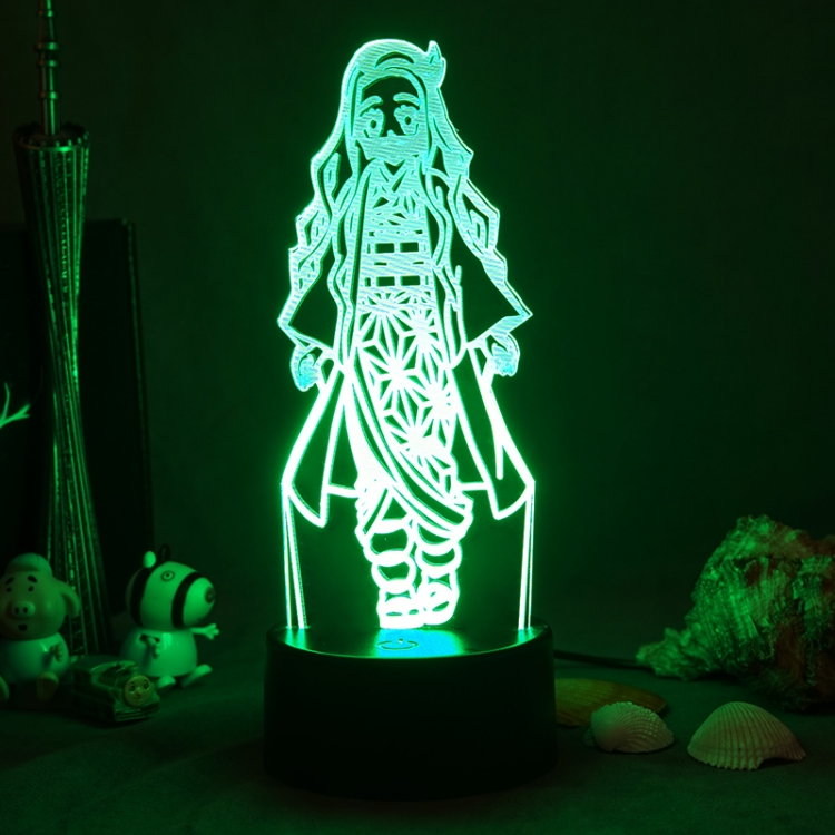 Demon Slayer Kimets 3D night light USB touch switch colorful acrylic table lamp BLACK BASE