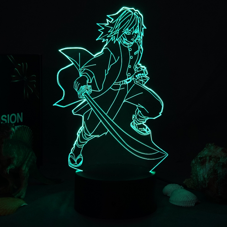 Demon Slayer Kimets 3D night light USB touch switch colorful acrylic table lamp BLACK BASE