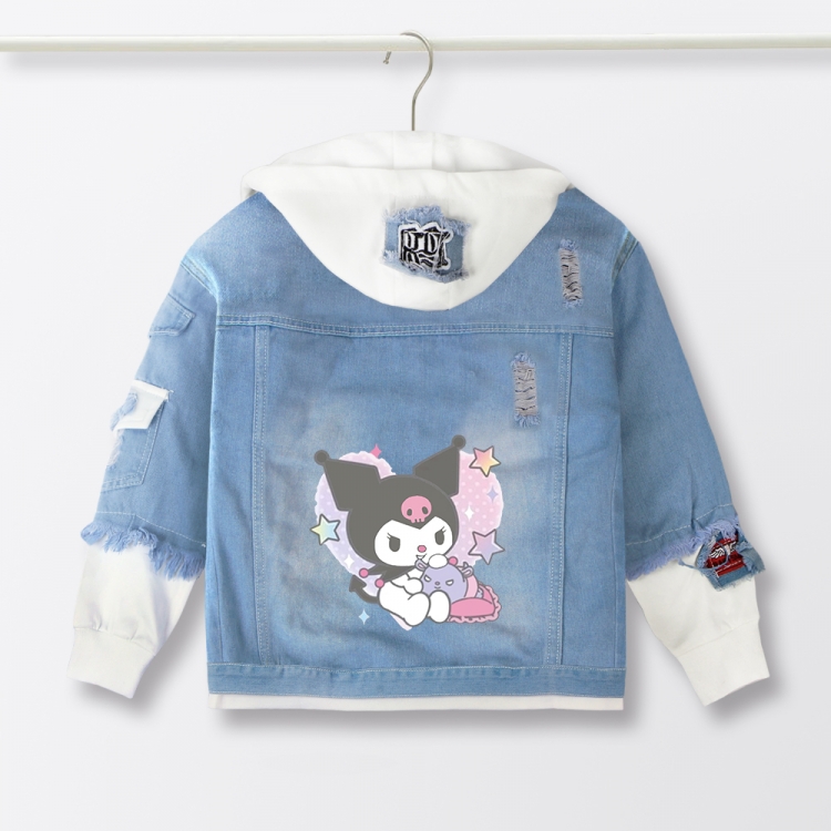 Kuromi Anime children's denim hooded sweater denim jacket  from 110 to 150 for children