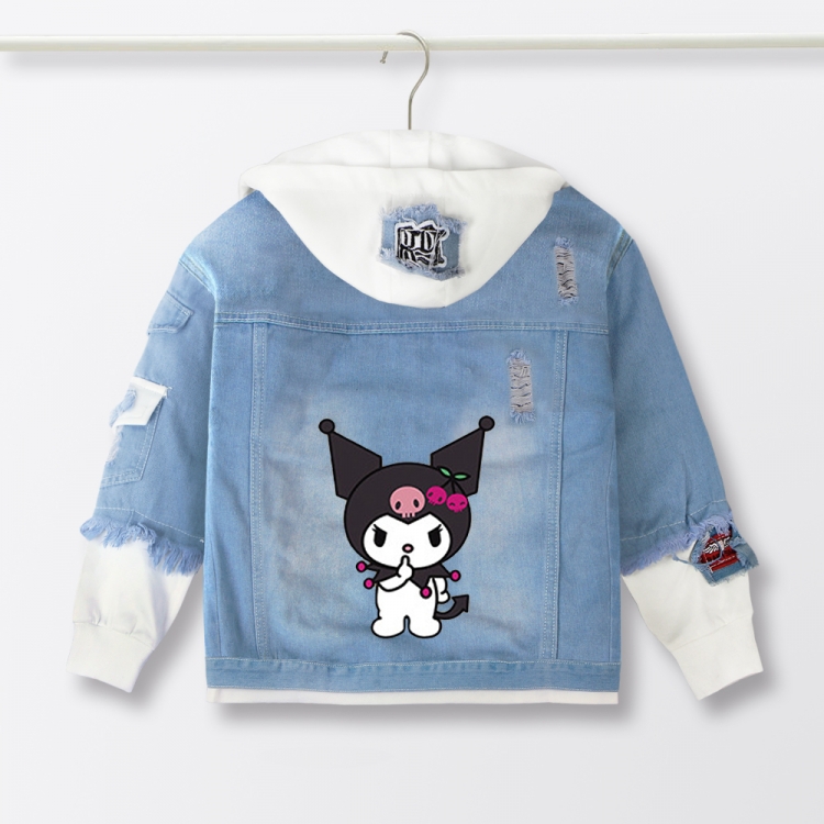 Kuromi Anime children's denim hooded sweater denim jacket  from 110 to 150 for children