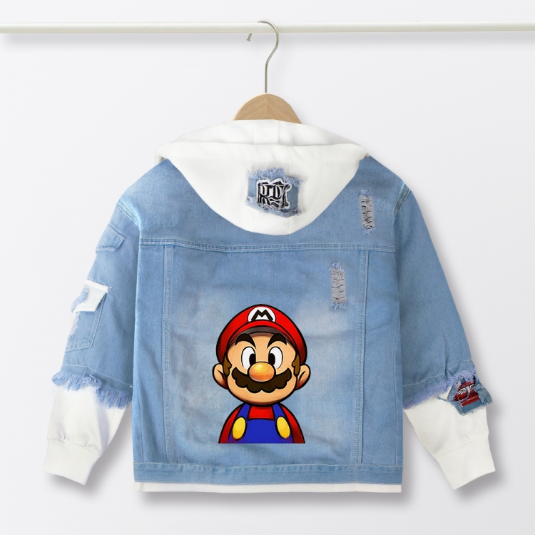 Super Mario Anime children's denim hooded sweater denim jacket  from 110 to 150 for children