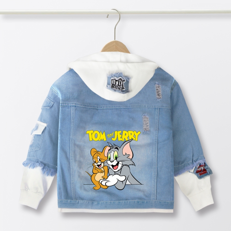 Tom and Jerry Anime children's denim hooded sweater denim jacket  from 110 to 150 for children