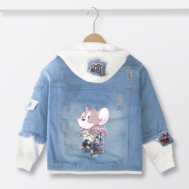 Tom and Jerry Anime children's denim hooded sweater denim jacket  from 110 to 150 for children