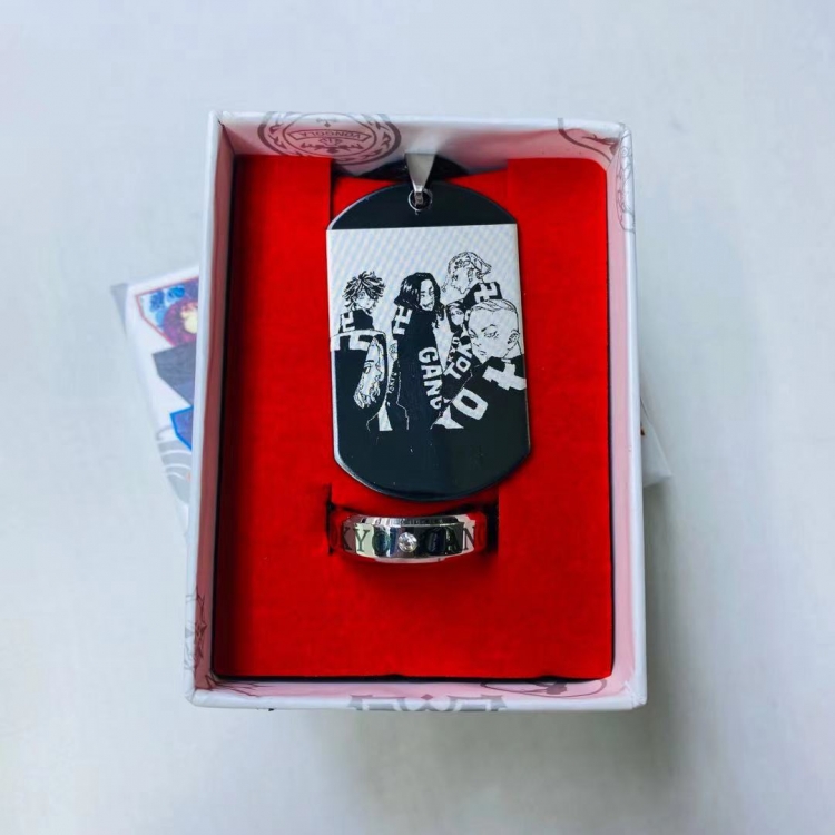 Tokyo Revengers Anime Peripheral Stainless Steel Boxed Necklace Pendant Ring  style C