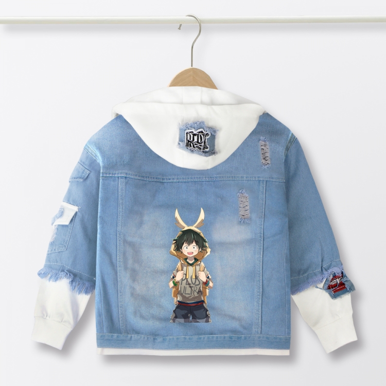 My Hero Academia Anime children's denim hooded sweater denim jacket  from 110 to 150 for children