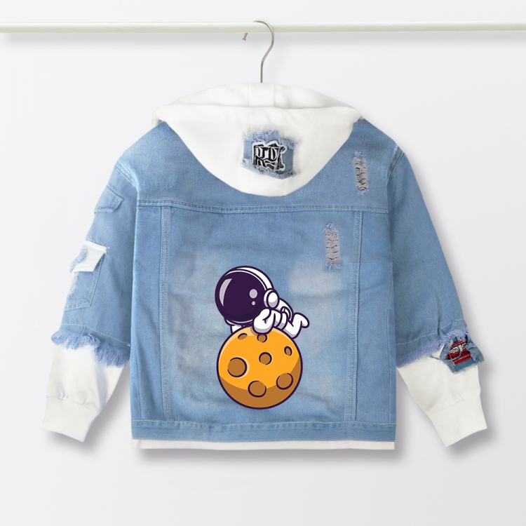 astronaut  Children's denim hooded sweater denim jacket  from 110 to 150 for children