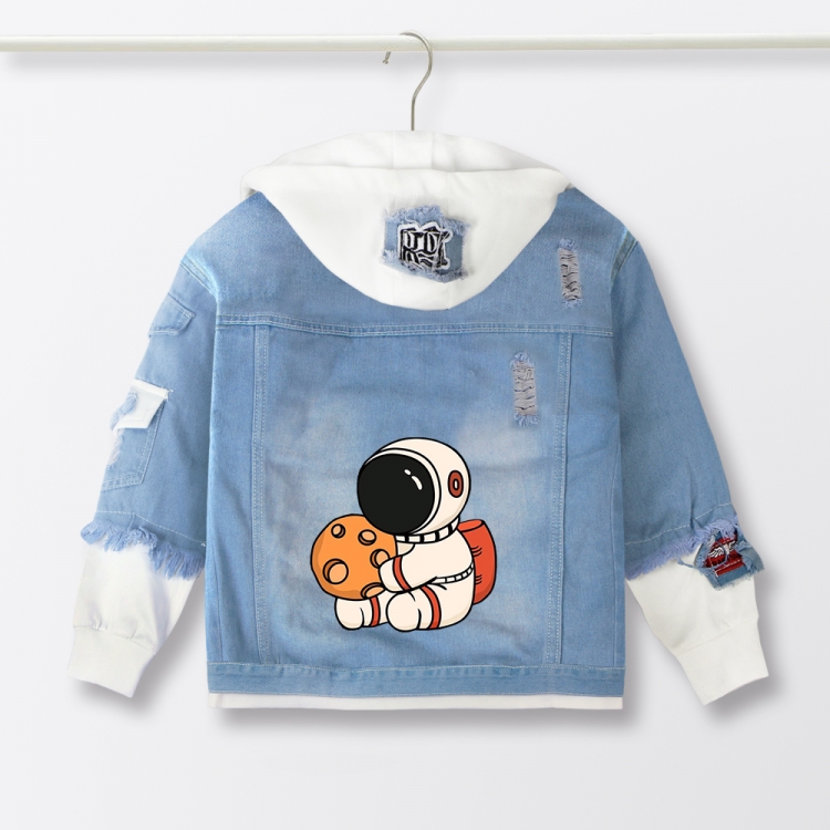astronaut  Children's denim hooded sweater denim jacket  from 110 to 150 for children