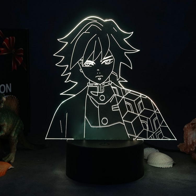 Demon Slayer Kimets 3D night light USB touch switch colorful acrylic table lamp BLACK BASE 90-16