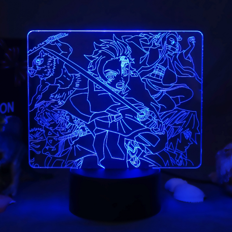 Demon Slayer Kimets 3D night light USB touch switch colorful acrylic table lamp BLACK BASE 90-9