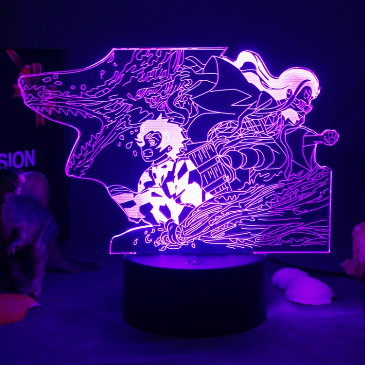 Demon Slayer Kimets 3D night light USB touch switch colorful acrylic table lamp BLACK BASE 90-21
