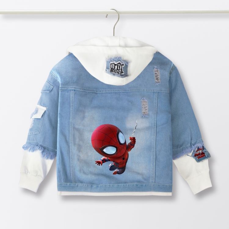 Spiderman Anime children's denim hooded sweater denim jacket  from 110 to 150 for children