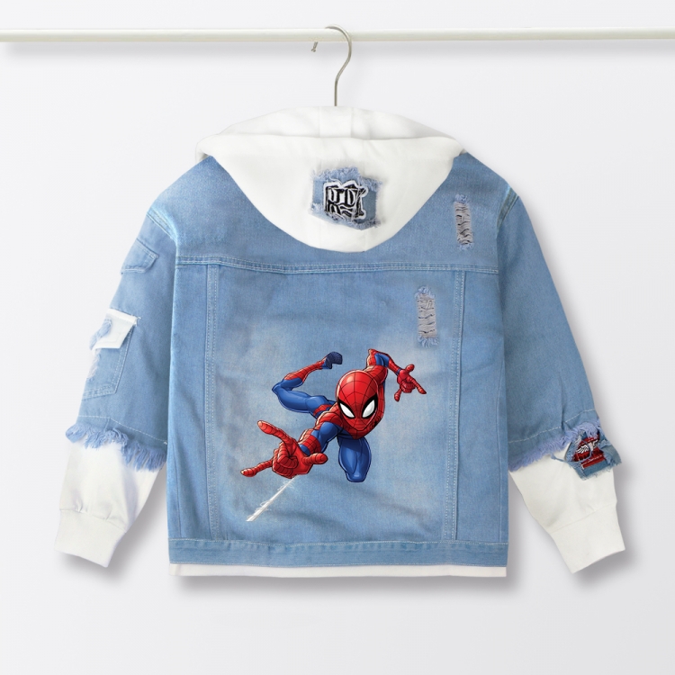 Spiderman Anime children's denim hooded sweater denim jacket  from 110 to 150 for children
