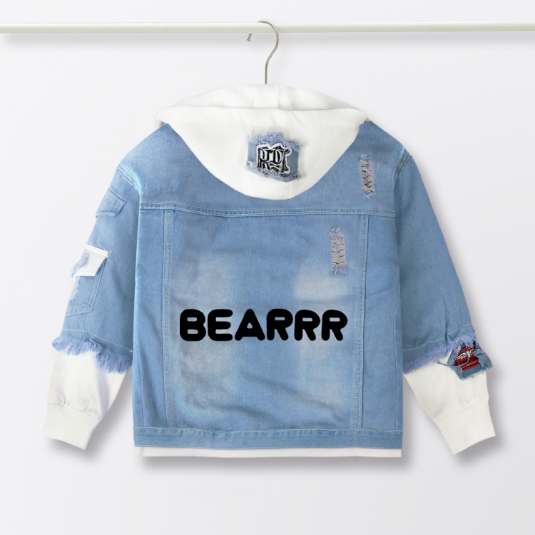 Cartoon children's denim hooded sweater denim jacket  from 110 to 150 for children