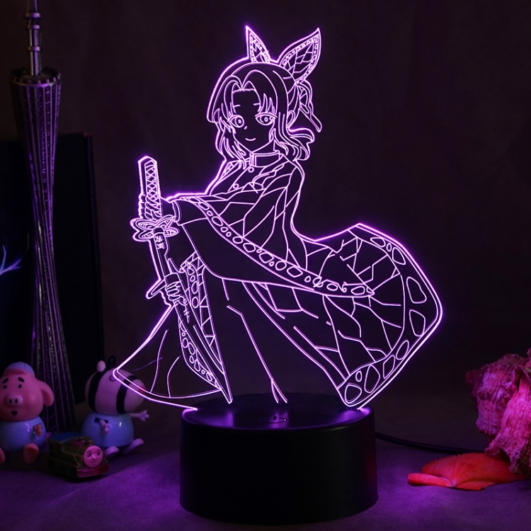 Onikira: Demon Killer) 3D night light USB touch switch colorful acrylic table lamp BLACK BASE