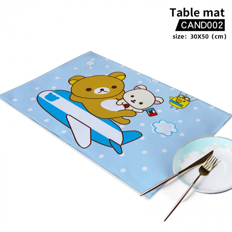 Rilakkuma Animal printing placemat table mat 30x50cm can be customized as a single model CAND002