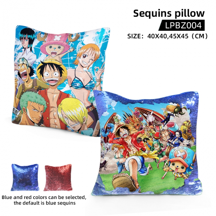 One Piece Animation sequins pillow 40X40CM Blue and red colors can be selected LPBZ004