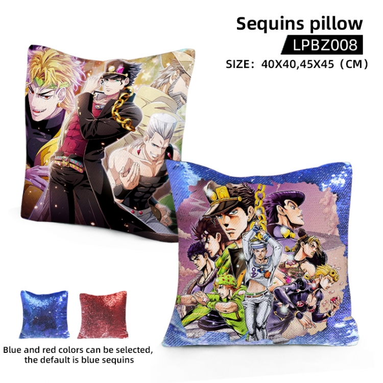JoJos Bizarre Adventure Animation sequins pillow 40X40CM Blue and red colors can be selected LPBZ008