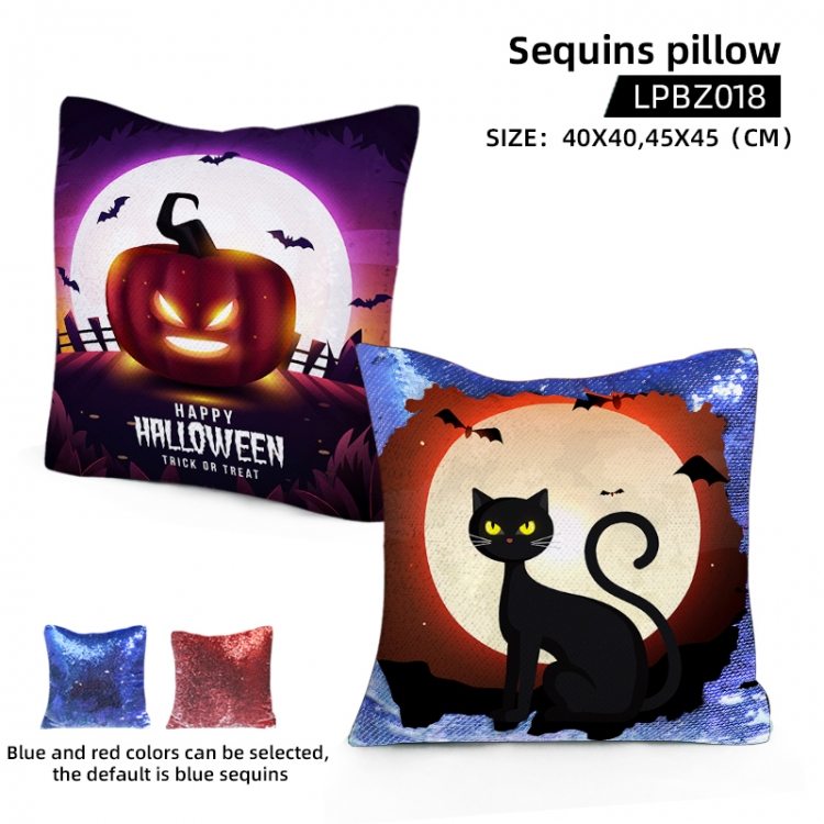 Halloween Holiday sequins pillow 40X40CM Blue and red colors can be selected LPBZ018