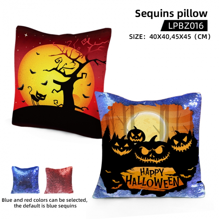 Halloween Holiday sequins pillow 40X40CM Blue and red colors can be selected LPBZ016