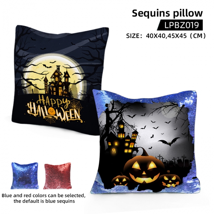 Halloween Holiday sequins pillow 40X40CM Blue and red colors can be selected LPBZ019-