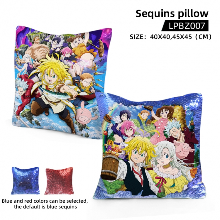 The Seven Deadly Sins Animation sequins pillow 40X40CM Blue and red colors can be selected LPBZ007-