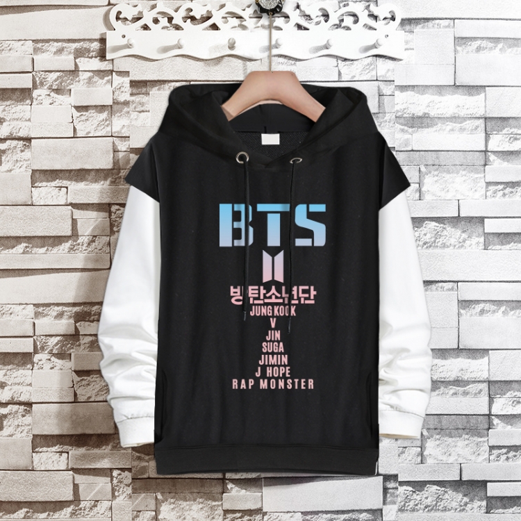 BTS  Movie star fake two-piece thick hooded sweater from S to 3XL