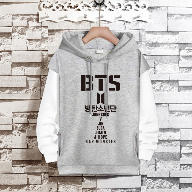 BTS  Movie star fake two-piece thick hooded sweater from S to 3XL