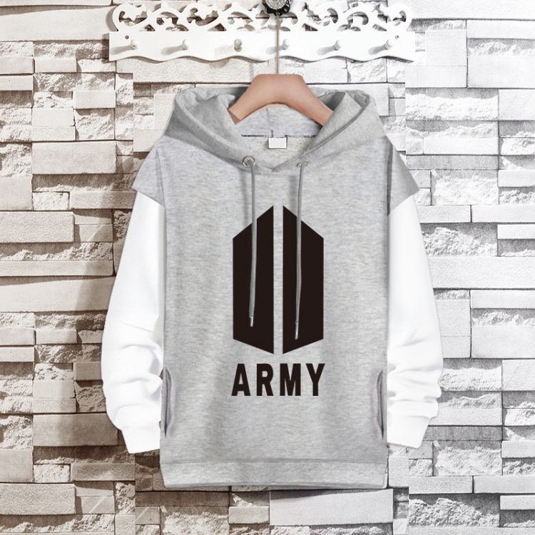 BTS  Movie star fake two-piece thick hooded sweater from S to 3XL