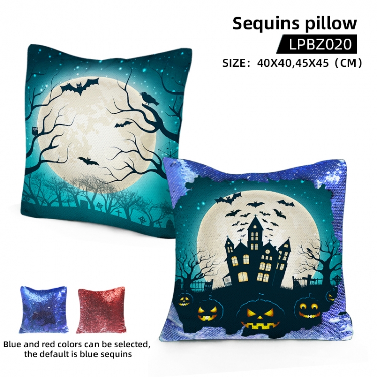 Halloween Holiday sequins pillow 45X45CM Blue and red colors can be selected LPBZ020
