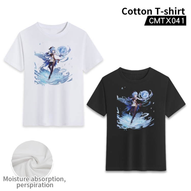 Genshin Impact  Anime cotton color printing short-sleeved T-shirt fromXS to 3XL, black and white 2 colors available CMTX