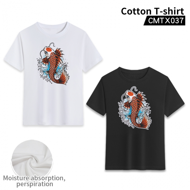 carp cotton color printing short-sleeved T-shirt fromXS to 3XL, black and white 2 colors available CMTX037