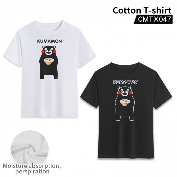 Kumamon Anime cotton color printing short-sleeved T-shirt fromXS to 3XL, black and white 2 colors available CMTX047