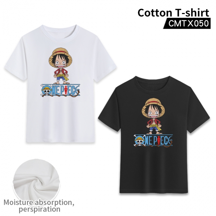 One Piece Anime cotton color printing short-sleeved T-shirt fromXS to 3XL, black and white 2 colors available CMTX050