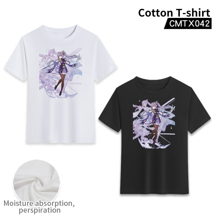 Genshin Impact  Anime cotton color printing short-sleeved T-shirt fromXS to 3XL, black and white 2 colors available CMTX