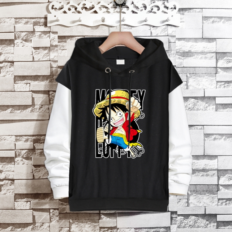  One Piece Anime fake two-piece thick hooded sweater from S to 3XL