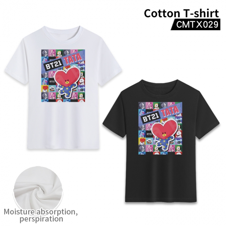 BT21   cotton color printing short-sleeved T-shirt fromXS to 3XL, black and white 2 colors available CMTX029