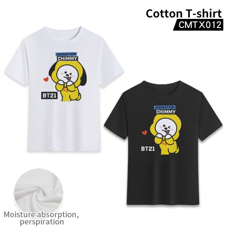 BT21   cotton color printing short-sleeved T-shirt fromXS to 3XL, black and white 2 colors available CMTX012