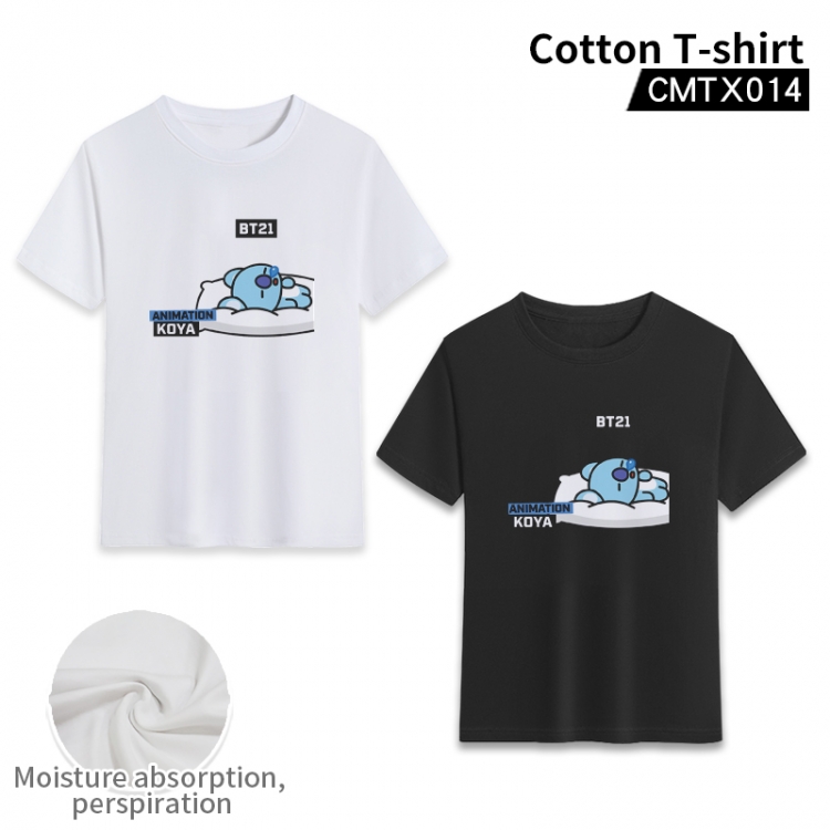 BT21   cotton color printing short-sleeved T-shirt fromXS to 3XL, black and white 2 colors available CMTX014