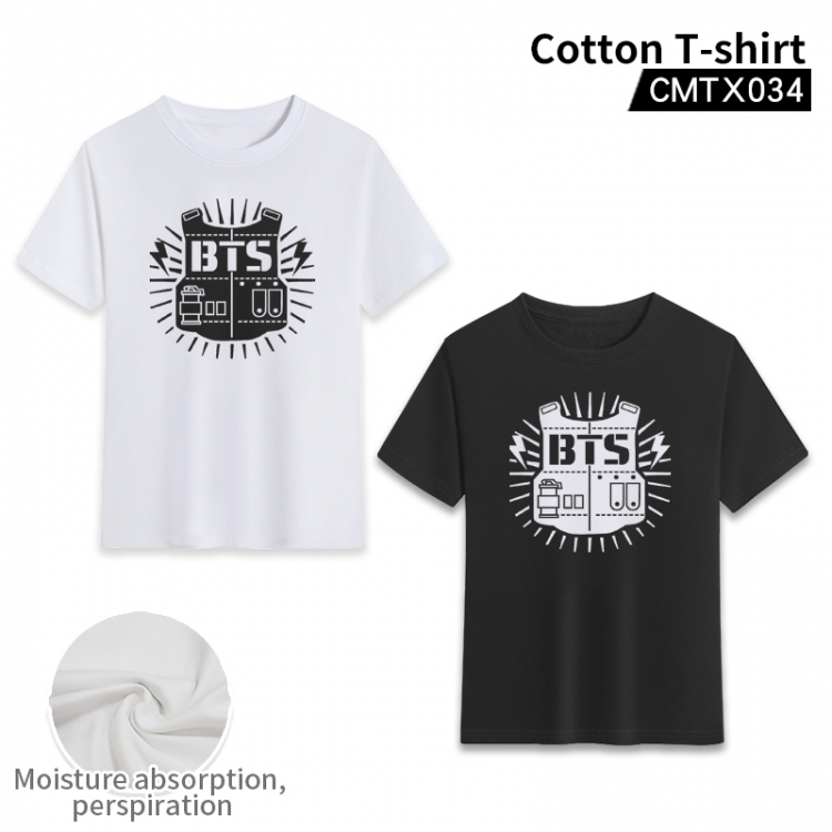 BT21   cotton color printing short-sleeved T-shirt fromXS to 3XL, black and white 2 colors available CMTX034