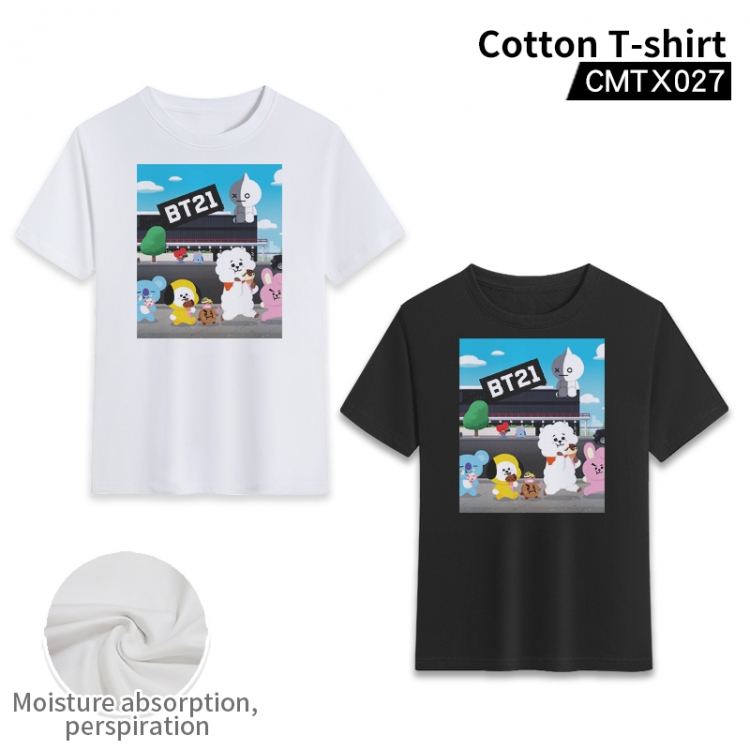BT21   cotton color printing short-sleeved T-shirt fromXS to 3XL, black and white 2 colors available CMTX027