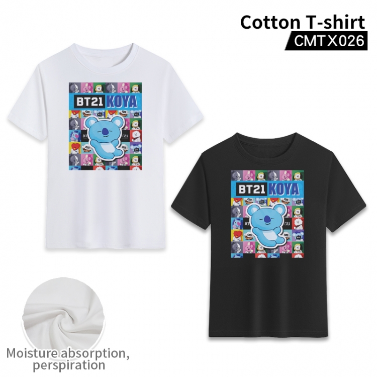 BT21   cotton color printing short-sleeved T-shirt fromXS to 3XL, black and white 2 colors available CMTX026
