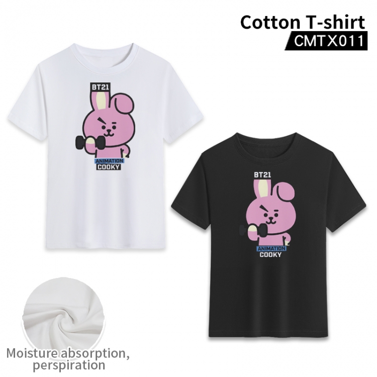 BT21   cotton color printing short-sleeved T-shirt fromXS to 3XL, black and white 2 colors available CMTX011-